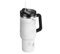 RPLIFE Bicchiere da caffè con coperchio e cannuccia, 1,18 l, in acciaio inox, isolato, per uomo e donna, da viaggio, colore: marmo bianco