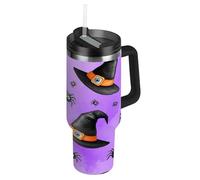 RPLIFE Bicchiere da strega nero viola con manico, 880,5 g, con coperchio, in acciaio inox, per donne e uomini, da viaggio