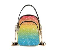 RPLIFE Borsa a tracolla da donna con glitter arcobaleno trapuntato con catena