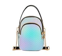 RPLIFE Borsa a tracolla da donna con motivo arcobaleno pastello sfumato borsa trapuntata con catena per telefono