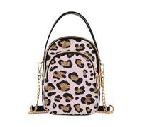 RPLIFE Borsa a tracolla da donna con motivo leopardato, colore: nero e rosa chiaro