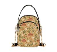 RPLIFE Borsa a tracolla da donna, stile retrò, con margherita, trapuntata, con catenella, colore: marrone