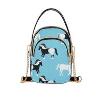 RPLIFE Borsa a tracolla da donna trapuntata con cavalli bianchi neri e azzurri