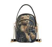 RPLIFE Borsa a tracolla trapuntata con orsacchiotto per guida auto, con tracolla a catena, borsa a tracolla da donna, piccola borsa per viaggi e uscite casual