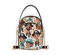 RPLIFE Borsa a tracolla trapuntata con personaggi dei pirati, piccola borsa a tracolla con tracolla a catena, per donne da viaggio e uso quotidiano