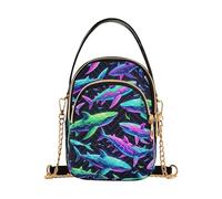 RPLIFE Borsa a tracolla trapuntata con squali al neon
