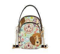 RPLIFE Borsa a tracolla trapuntata verde con ossa colorate con cani carini borse a tracolla alla moda per le donne