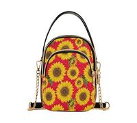 RPLIFE Borsa a tracolla trapuntata vintage gialla con girasole rosso