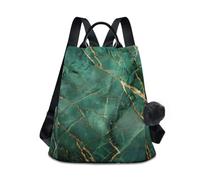 RPLIFE Borsa casual dello zaino del marmo dell'oro verde per la progettazione posteriore della tasca della chiusura lampo