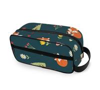 RPLIFE Borsa cosmetica da viaggio con volpi carine blu navy custodia portatile organizer per trucco estetico per le donne