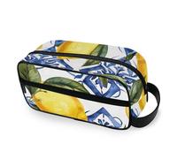 RPLIFE Borsa da toilette da viaggio bianca blu limone siciliano per uomo donna custodia per trucco di grande capacità borsa organizer da bagno resistente all'acqua