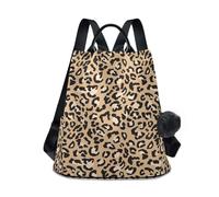 RPLIFE Borsa dello zaino antifurto marrone della stampa del leopardo per la progettazione posteriore della tasca della chiusura lampo delle donne