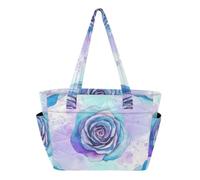 RPLIFE Borsa di totalizzatore della rosa blu viola dell'acquerello, borse leggere per il lavoro, borsa di totalizzatore per le donne