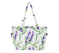 RPLIFE Borsa di totalizzatore floreale del fiore della lavanda, borse leggere del computer portatile, Tote Bag per
