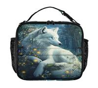 RPLIFE Borsa per il pranzo con stampa lupo, 29 x 8,9 x 24 cm, portatile, isolata, per scuola, ufficio, picnic, spiaggia