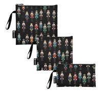 RPLIFE Borsa per panini e snack, riutilizzabile, con cerniera, ecologica, lavabile, per studenti (confezione da 3: S/M/L)