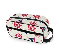RPLIFE Borsa per trucchi da viaggio con ancore nautiche beige borsa organizer estetica organizer impermeabile organizer per cosmetici con grande capacità per le donne
