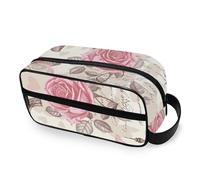 RPLIFE Borsa per trucco da bagno rosa rosa romantica Parigi borsa organizer estetica borsa impermeabile cosmetica per le donne
