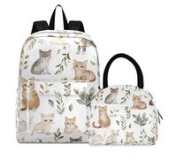RPLIFE Borsa portapranzo impermeabile, con retro refrigerante, borsa per libri, con simpatico gatto, colore bianco