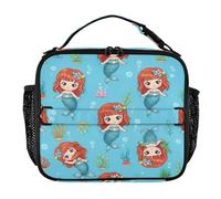 RPLIFE Borsa termica termica per il pranzo, con motivo sirene in stile cartone animato, 28,4 x 8,9 x 24,9 cm, per uomini e donne, viaggi, lavoro, picnic