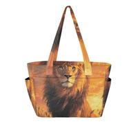 RPLIFE Borsa tote con portabicchieri, borsa con leone