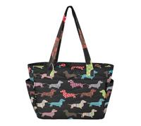 RPLIFE Borsa tote da donna, borsa a tracolla nera con cagnolino, borsa da lavoro