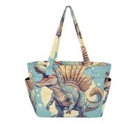 RPLIFE Borsa tote da donna, motivo dinosauro ruggito con cerniera