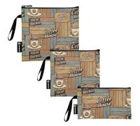 RPLIFE Borsa vintage marrone caffè snack e sandwich borse riutilizzabili lavabili in tessuto per alimenti con cerniera per bambini, studenti, adulti (set di 3: S/M/L)