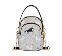 RPLIFE Borse a tracolla da donna con motivo floreale con cavalli bianchi e neri, piccole borse da viaggio per le donne