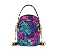 RPLIFE Borse a tracolla da donna in pelle di leopardo nero rosa viola borse per telefono alla moda con tracolla