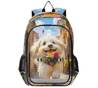 RPLIFE Borse per libri per bambini verdi da calcio Capibara Zaino resistente per bambini da 30,5 cm, Felice cane beige, Rozmiar uniwersalny
