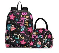 RPLIFE Broccoli borsa da scuola bianca set zaino refrigerante impermeabile, zaino ragazzi 8 12, Elementi di compleanno, One Size