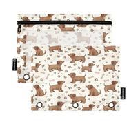 RPLIFE Brown Dogs Paw Prints Bones 2Pack 3 anelli con cerniera sacchetto per la scuola dei bambini, sacchetto trasparente per ragazzi e ragazze, 24,9 cm × 17,8 cm (taglia unica x 2)