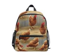 RPLIFE Brown Red Hens Toddler Backpack per ragazzi ragazze, piccolo zaino, Motivo galline marroni e rossi, Medium, Zaini Cool Soccer Print