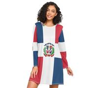 RPLIFE Camicia da notte da donna con bandiera della Repubblica Dominicana, a maniche lunghe, comoda camicia da notte per l'autunno, Bandiera Repubblica Dominicana, L