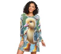 RPLIFE Camicie da notte a maniche lunghe da donna a maniche lunghe con anatra gialla, comoda camicia da notte da donna, Simpatico animale anatra gialla, XXL