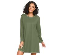 RPLIFE Camicie da notte da donna, abito da notte a maniche lunghe, camicie da notte da donna, verde militare, Verde Militare, XXL