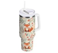 RPLIFE Carino Animali Orsi Volpi 1,18 Once Tumbler, Bottiglia d'acqua in acciaio inox con cannuccia, Tumblers per le donne