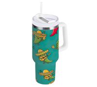 RPLIFE Carino Cartoon Chili Peppers 4 once Tumbler, Bicchiere in acciaio inox con cannuccia, bicchiere da tè