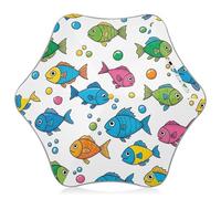 RPLIFE Carino Cartoon Fish Bianco Little Girl Boy Ombrello, Ombrello Pioggia Antivento, Stick Ombrelli per Bambini 4T-8 Y, 35 "Canopy