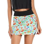 RPLIFE Carino Cartoon Foxes Blue Ladies Sport Skort, Golf Skorts, Dry Fast, Carino Cartoon Volpi Blu, XL