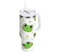RPLIFE Carino verde Cartoon Frog 4 once Tumbler, tazze in acciaio inox con coperchio, bicchiere da caffè