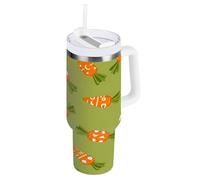 RPLIFE Carote Cartoon Verde Oliva 4 once Tumbler con Manico, Tazze in Acciaio Inox con Coperchio, Bicchiere da tè