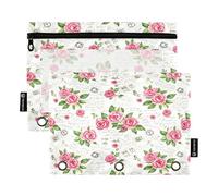 RPLIFE Cartoline vintage, confezione da 2 astucci a 3 anelli per la scuola dei bambini, astuccio frontale trasparente per ragazzi e ragazze, 24 cm × 17,8 cm (taglia unica x 2)