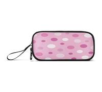 RPLIFE Cartoni animati a mano Kawaii Cats Basic Pencil Bag, Pencil Pouch Canvas, Pencil Pouch School, Sfondo Rosa Pois, one size, Stile Artistico