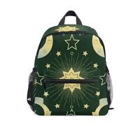 RPLIFE Celestial Moon Star Green Toddler Backpack per ragazze ragazzi bambini scuola zaini con nome tag piccolo zaino da viaggio, Celeste Luna Stella Verde, 6-8 Years, Zaini Carino