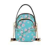 RPLIFE Cherry Blossom - Borsa a tracolla trapuntata, da donna, colore: turchese