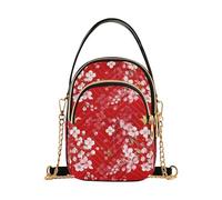 RPLIFE Cherry Blossoms - Borsa a tracolla trapuntata da donna, colore: Rosso