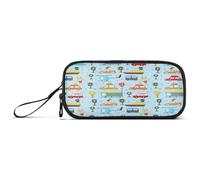 RPLIFE Colorful Icons Cars Blue Pencil Bag Pouch, Canvas Pencil Pouch, Kids Pencil Box