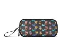 RPLIFE Colorful Paw Prints Dark Pen Pouch, Pencil Pouch Canvas, College Pencil Bag